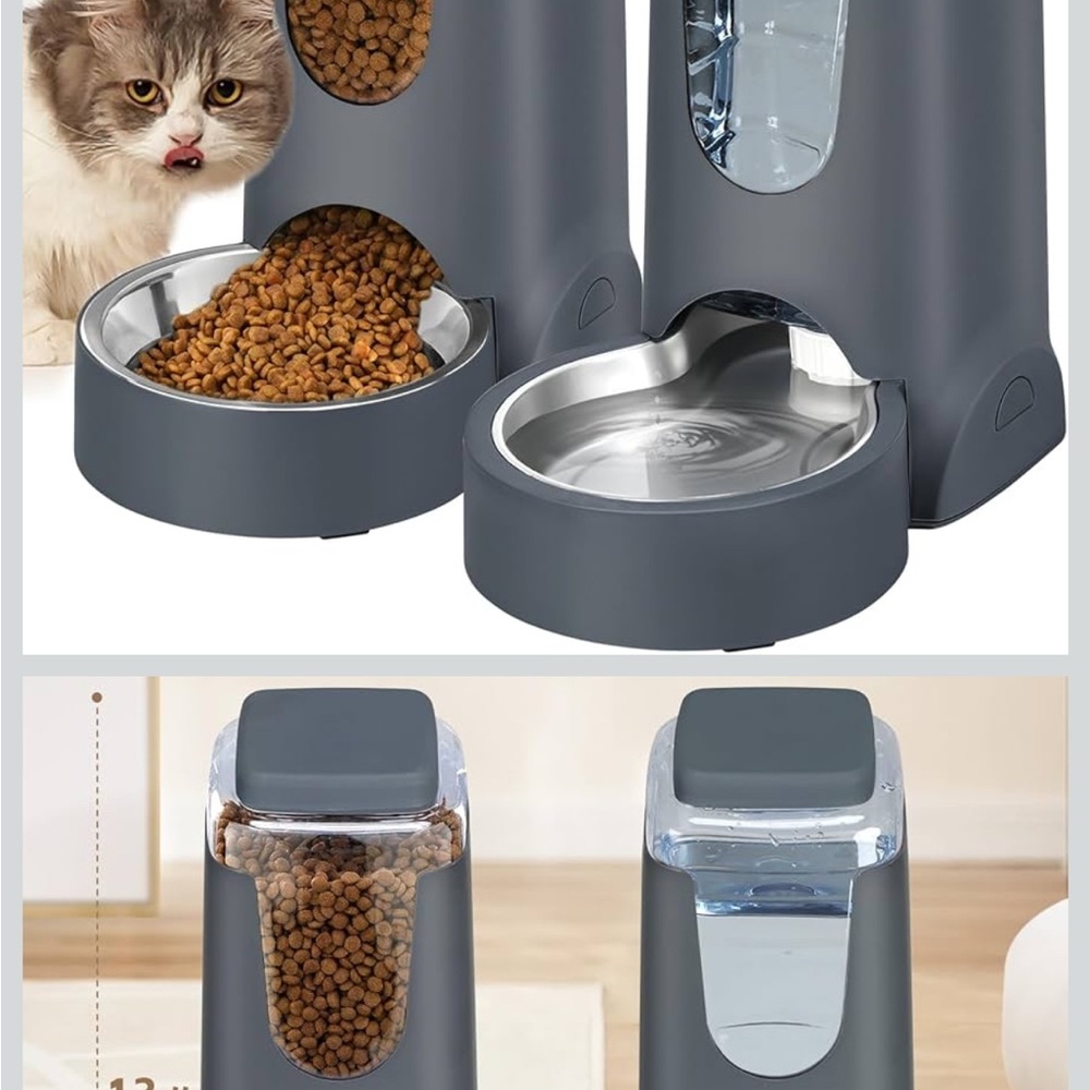 Pet Feeder and Water Dispenser - Gray